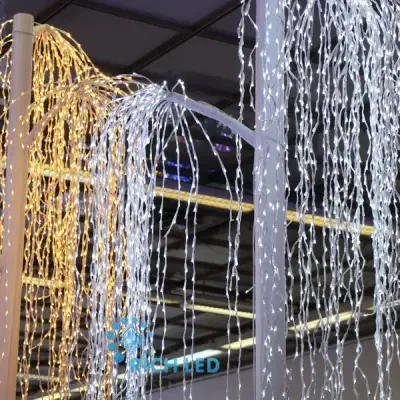 Светодиодные Дреды Rich LED, белые теплые, мерцающие, 1120 LED, 2.4 метра, черный провод. RL-DR2.4F-B/WW