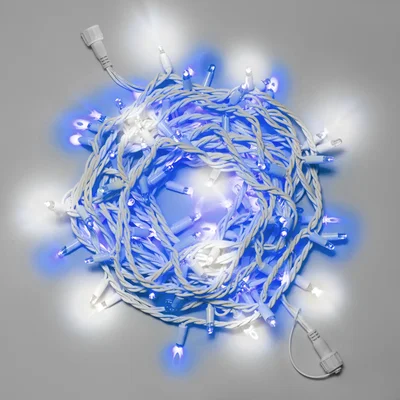 Светодиодная гирлянда INOXHUB Нить 10м, 100 LED, соединяемая, с мерцанием, 24В, IP65, белый резиновый провод 2.3мм, СИНЯЯ