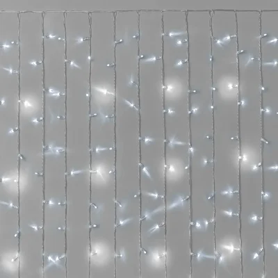 Гирлянда Занавес INOXHUB 2х1.5м Облегчённый, мерцающий, 300 LED, 220В, IP65, прозрачный провод, БЕЛЫЙ
