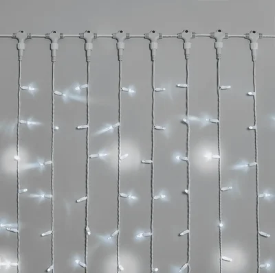 Гирлянда Занавес INOXHUB 2х6м, мерцающий, 600 LED, 220В, IP65, белая резина 2.3мм, БЕЛЫЙ