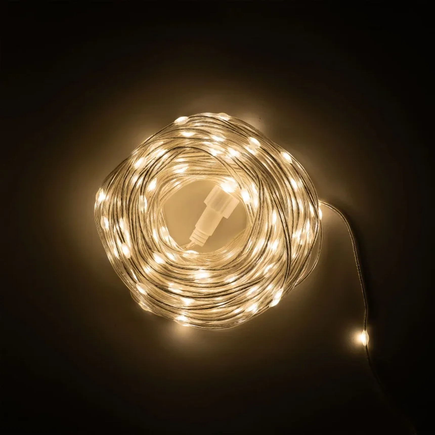 Гирлянда Роса Про 20м Тепло-Белая 24В, 200 LED, Провод Прозрачный ПВХ, IP65