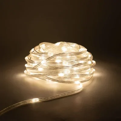 Гирлянда Роса Про 20м Тепло-Белая 24В, 200 LED, Провод Прозрачный ПВХ, IP65