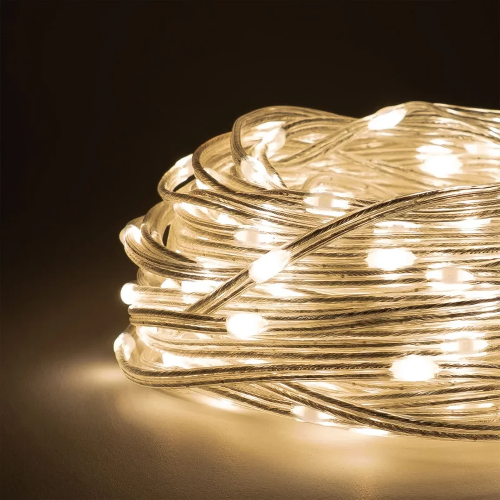 Гирлянда Роса Про 20м Тепло-Белая 24В, 200 LED, Провод Прозрачный ПВХ, IP65