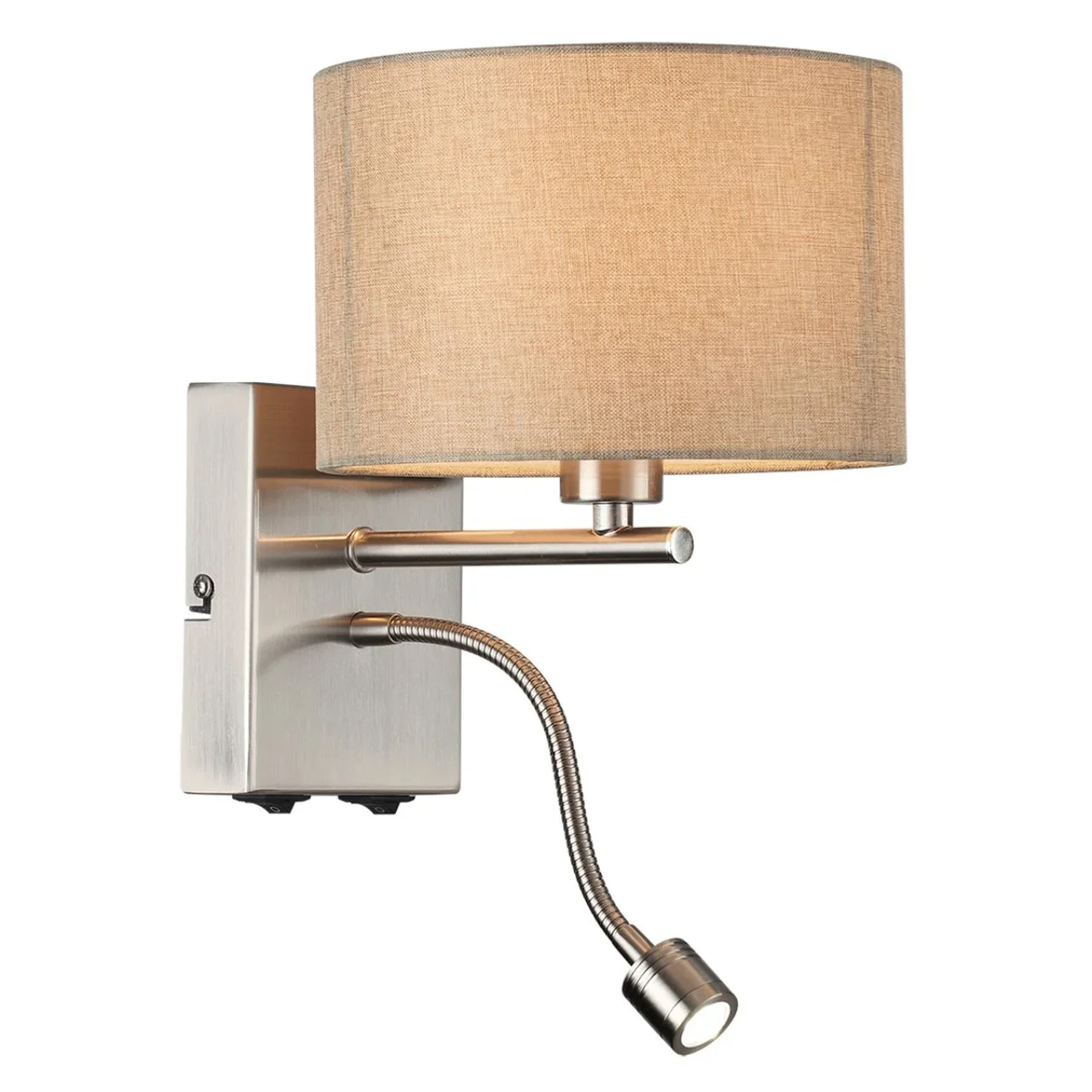 8250/2W MODERNI LN26 527 никель/бежевый, металл/текстиль бра Е14 40W+ LED 3W 4000K 220V NIKKI