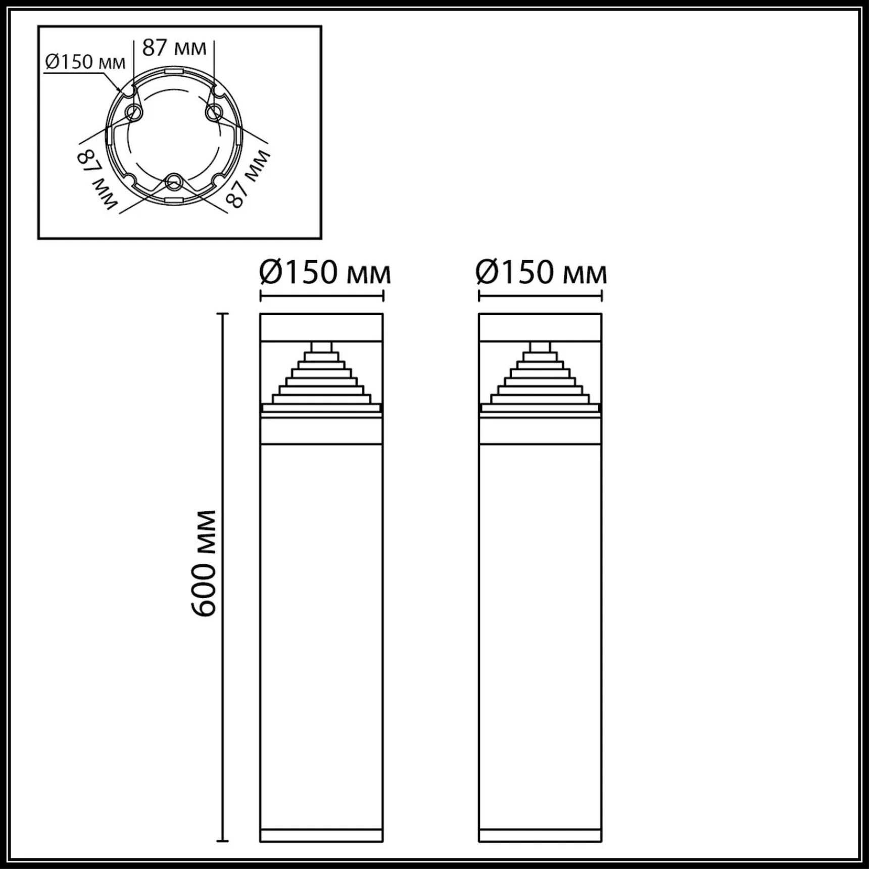 7140/20GL NATURE ODL25 669 Напольный светильник черный/металл IP65 LED 20W 672Лм 150° 3000K 85-265V HULK