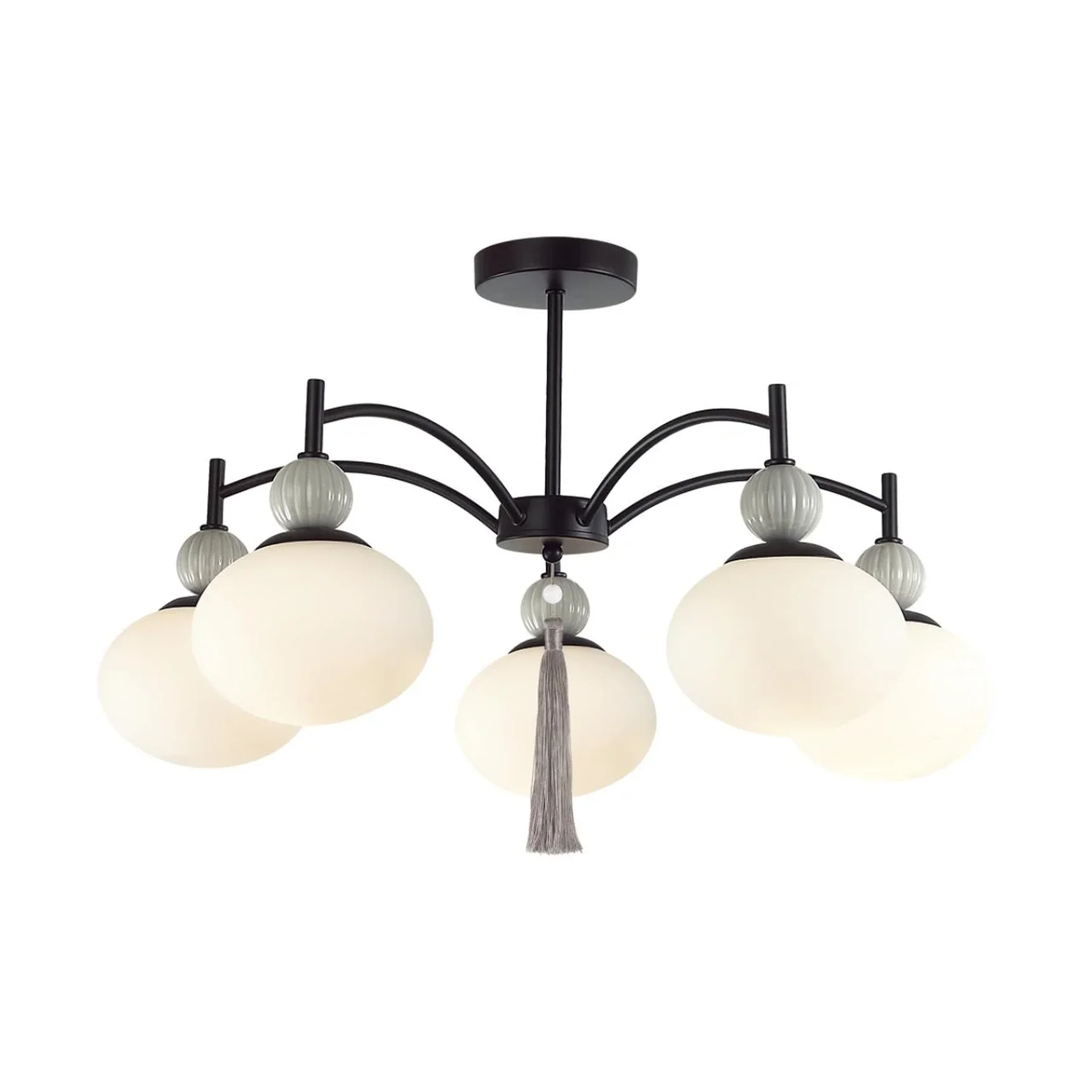 8273/5C NEOCLASSI LN26 041 черный, серый/белый металл, керамика/стекло Люстра потолочная Е14 5*40W 220V GLORIYA