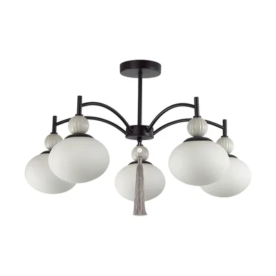 8273/5C NEOCLASSI LN26 041 черный, серый/белый металл, керамика/стекло Люстра потолочная Е14 5*40W 220V GLORIYA