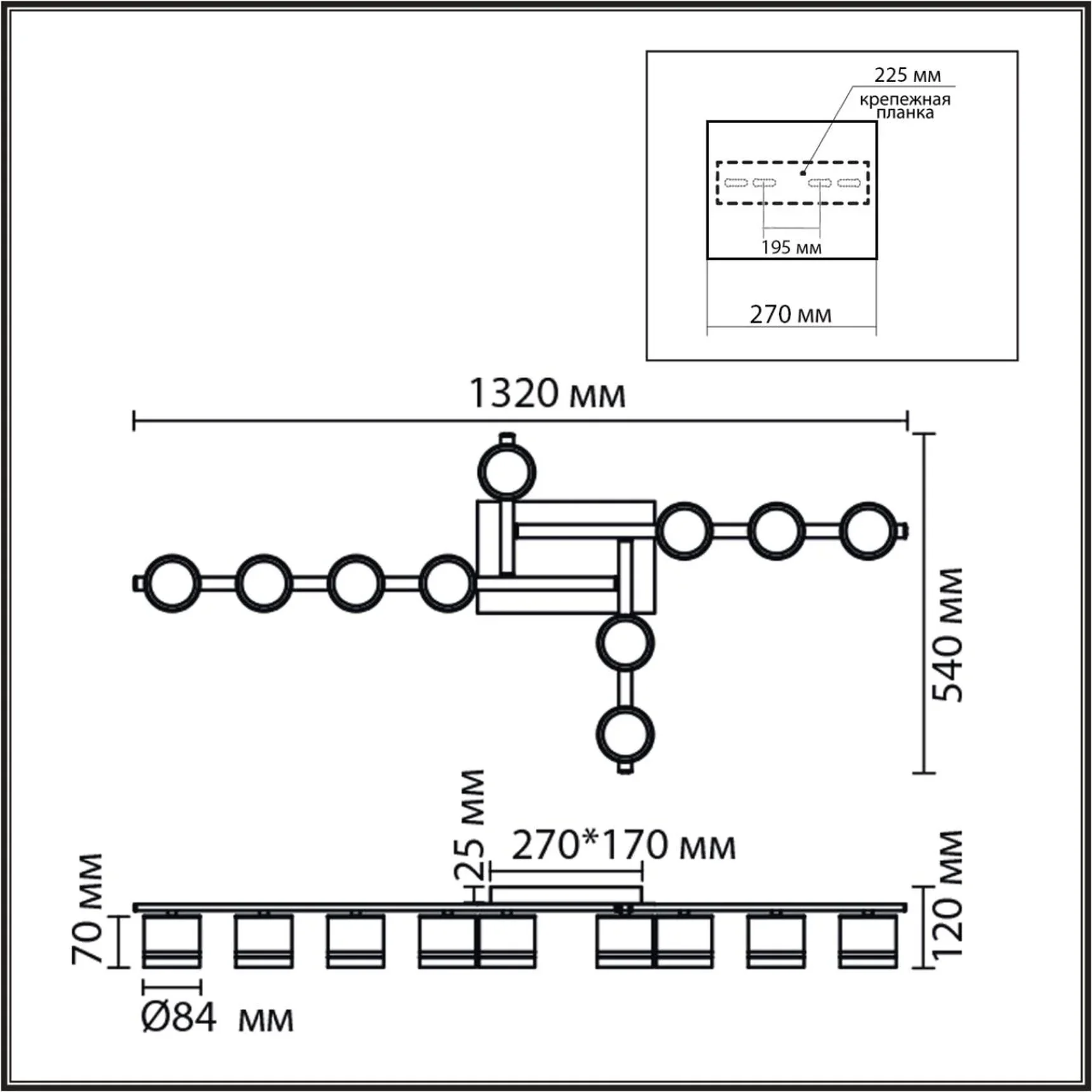 8303/10C COMFI LN26 237 белый, металл Светильник потолочный GX53 LED 10*7W 220V AGNIA