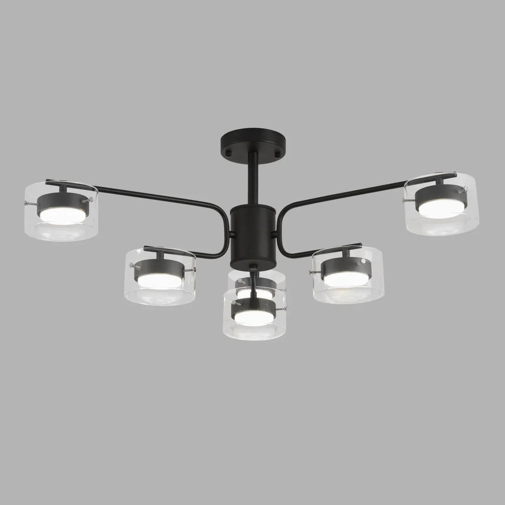8349/6C COMFI LN26 232 черный/прозрачный, металл/стекло Светильник потолочный LED GX53 6*7W 220V NATALINA