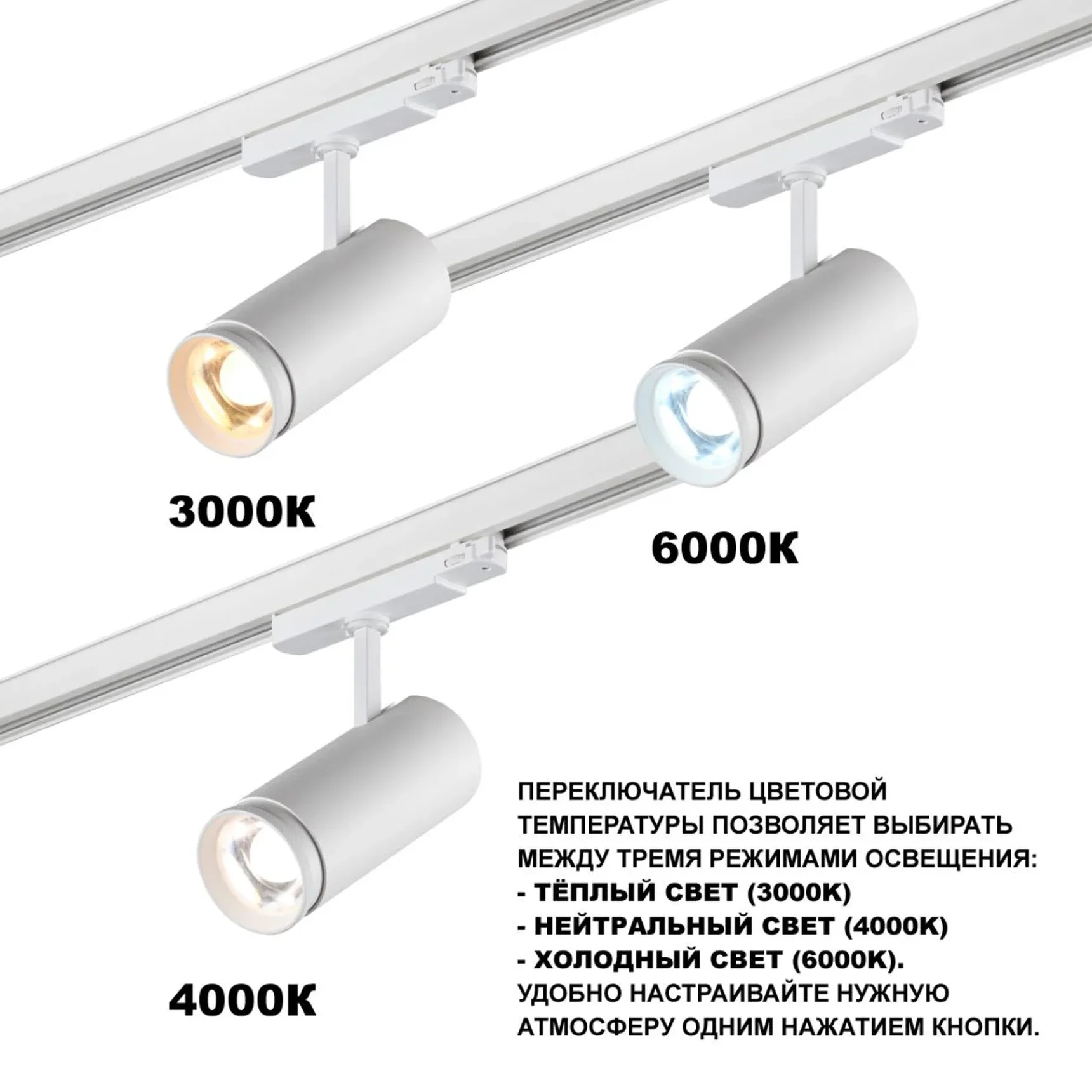 359585 PORT NT25 302 белый Светильник трехфазный трековый светодиод. с переключ. цв. темпер. и мощности IP20 LED 30-35-40W 220-240V 3000К\4000К\5700К