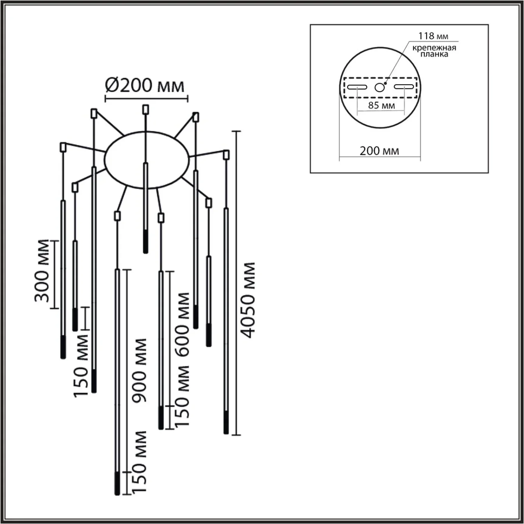 8400/27L LEDIO LN26 000 черный/белый, металл/акрил Люстра LED 27W 3000K 220V STICK