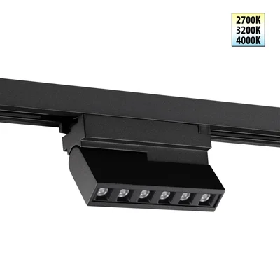 359735 PORT NT25 240 черный Светильник однофазный двухжильный трековый с переключ. цв. температуры IP20 LED 6W 180-265V 2700К/3200К/4000К EOS
