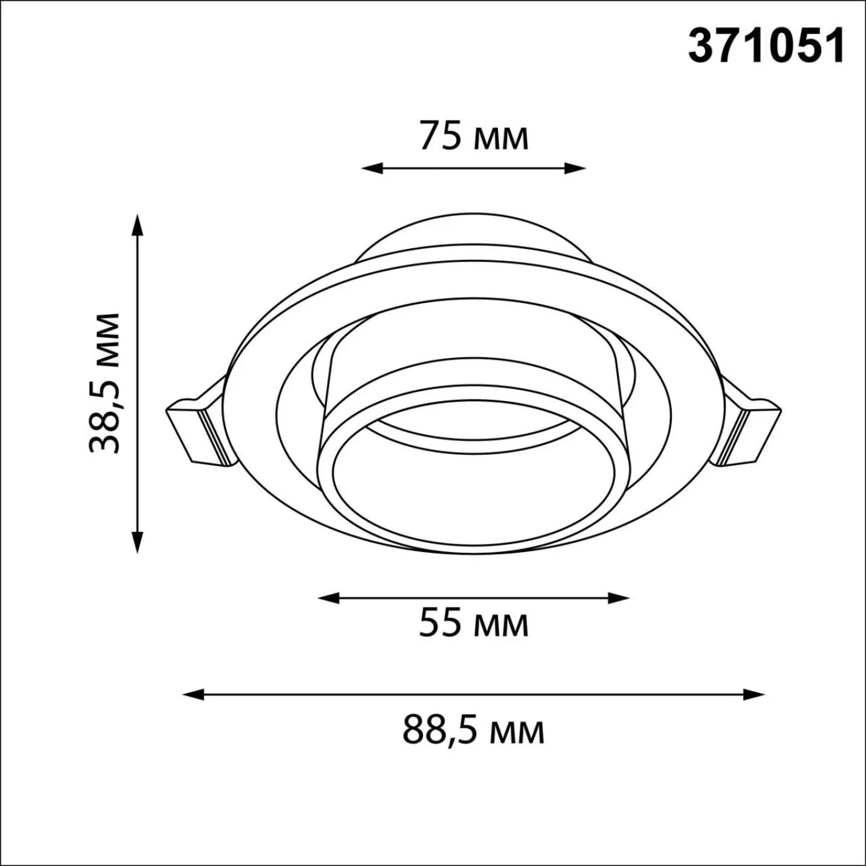 371051 WIR NT26 000 черный Светильник встраиваемый IP20 GU10 12W 220-240V LIRIO