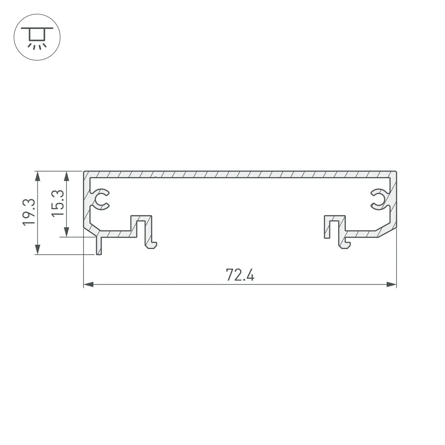 Профиль-держатель KLUS-POWER-W70-BASE-2000 ANOD (Arlight, Алюминий) 019883 019883