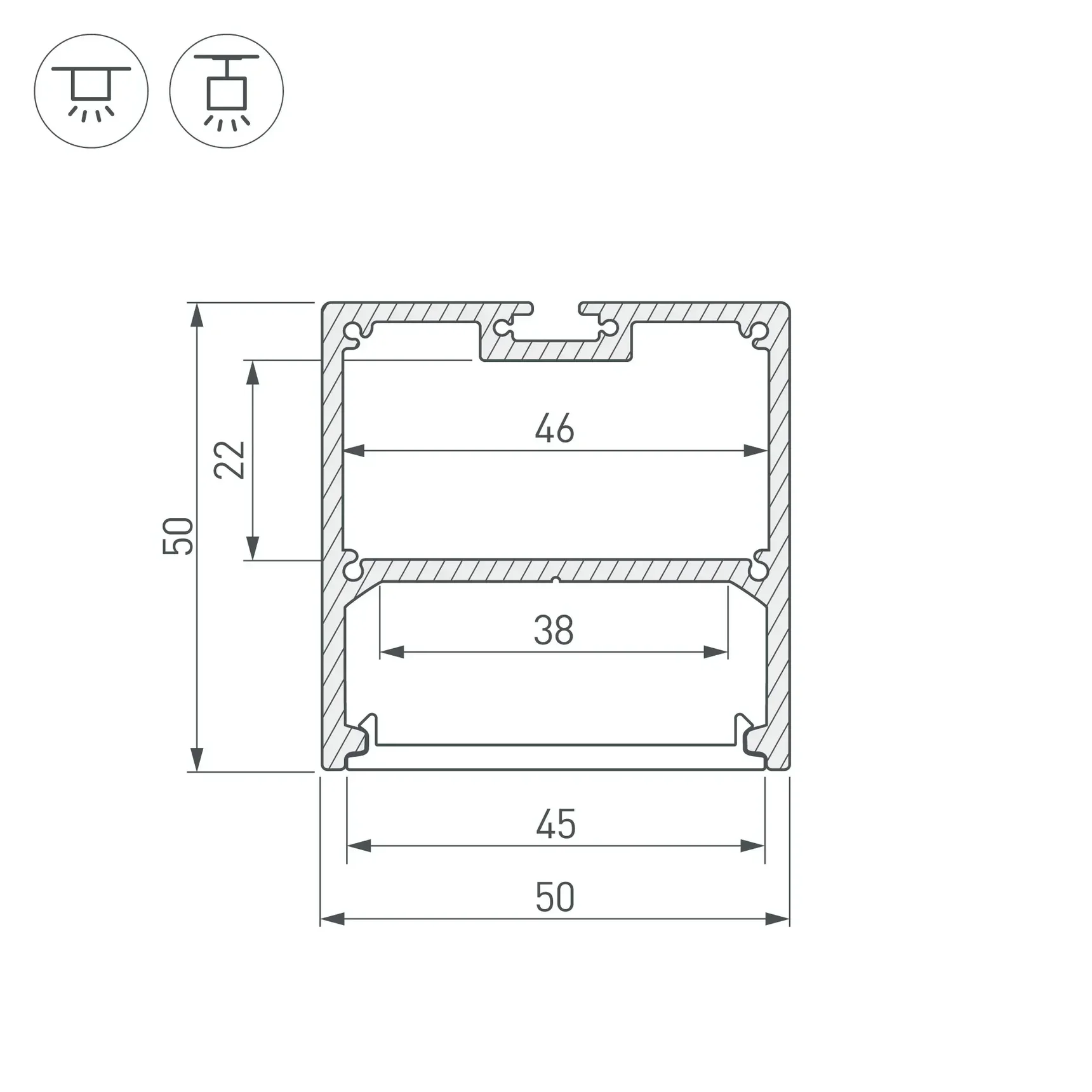 Профиль с экраном SL-LINE-5050-2500 WHITE+OPAL (Arlight, Алюминий) 021467 021467