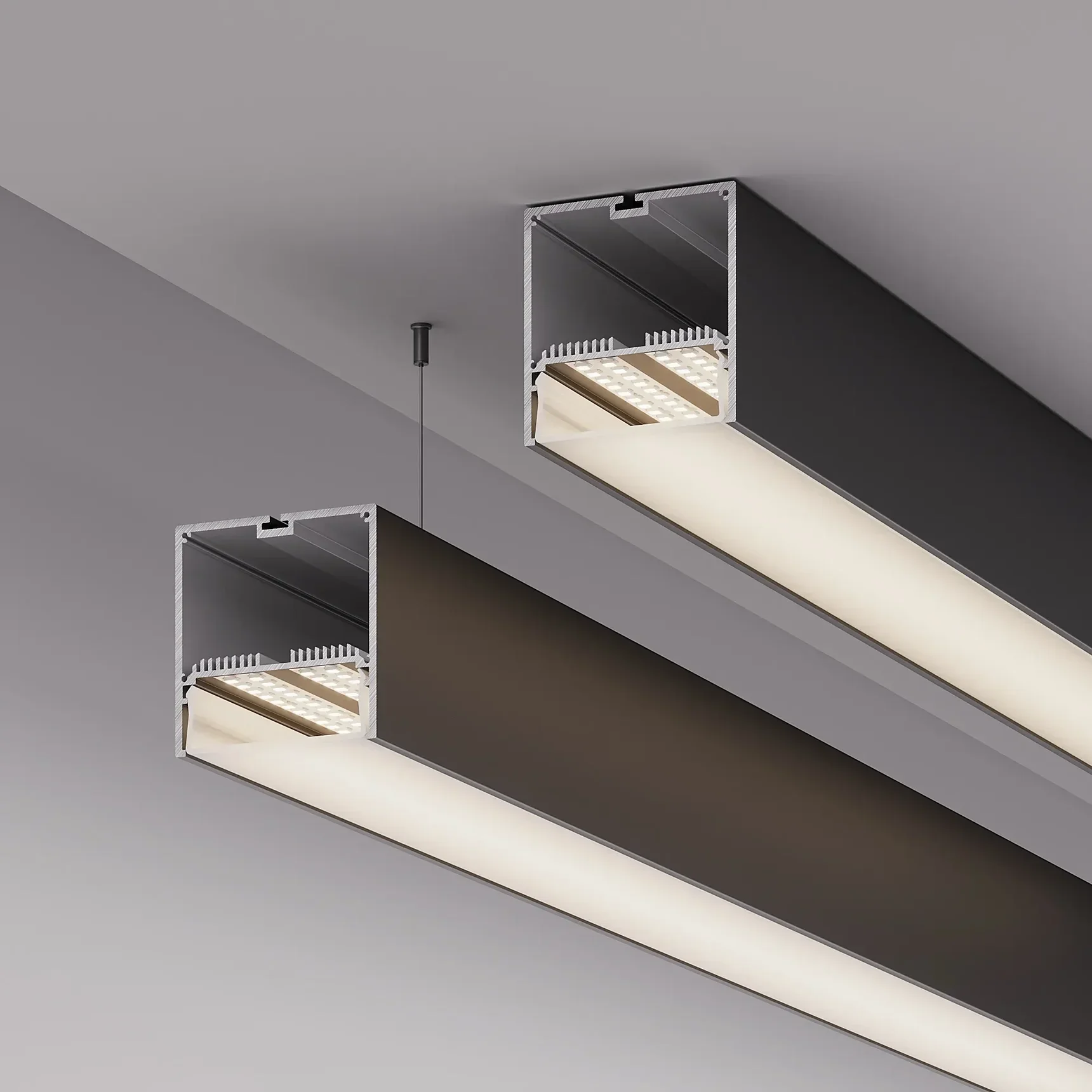 Профиль с экраном SL-LINE-7477-2500 BLACK+OPAL (Arlight, Алюминий) 027991 027991