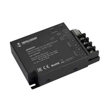 INTELLIGENT ARLIGHT Диммер SMART-PWM-101-73-DIM-PD-SUF Black (12-48V, 1x20A, 2.4G) (IARL, IP20 Металл, 5 лет) 028175(1)
