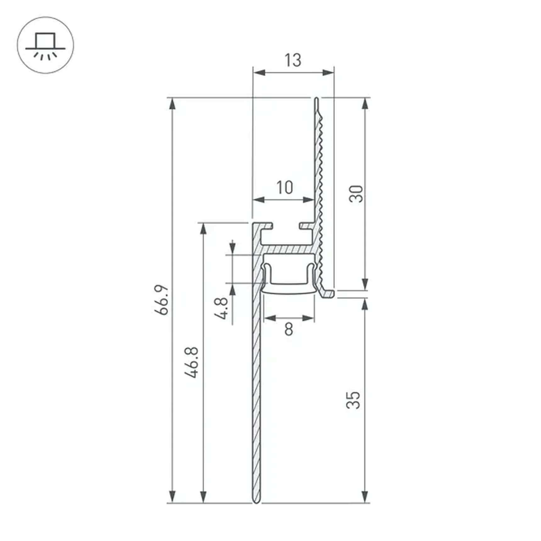 Профиль PLINTUS-FANTOM-BENT-H35-SIDE-2000 WHITE (Arlight, Алюминий), 043675
