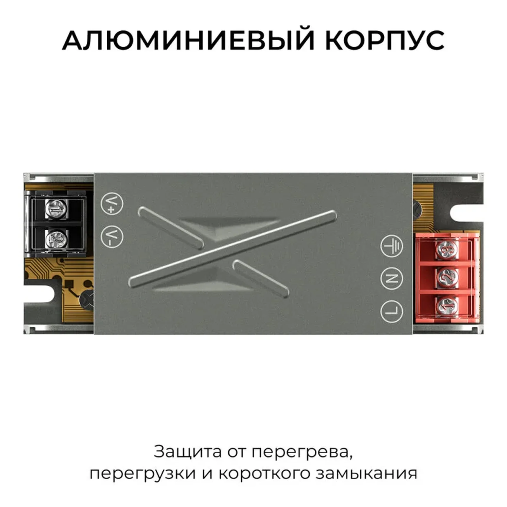 03-251 Блок питания 12В, 25Вт, 186-264В, 2,08А, IP20, алюм., 100х35х23, серый