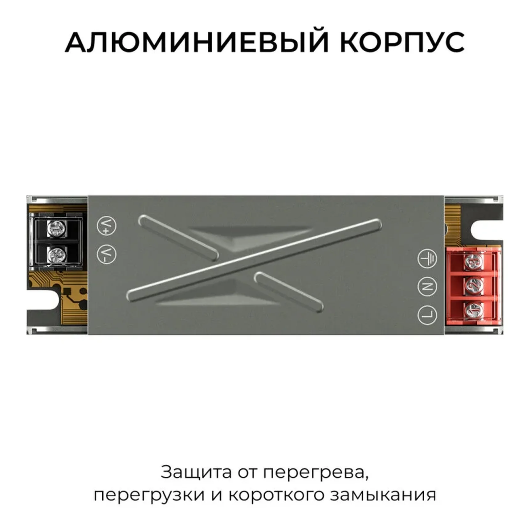 03-252 Блок питания 12В, 40Вт, 186-264В, 3,33А, IP20, алюм., 120х35х23, серый