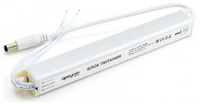03-96 Блок питания 24В, (СТ), 24Вт, импульсный, IP20, 170-264В, 1А, алюм., суперслим, сереб., 172*18*18мм, коннектор 2,1*5,5мм