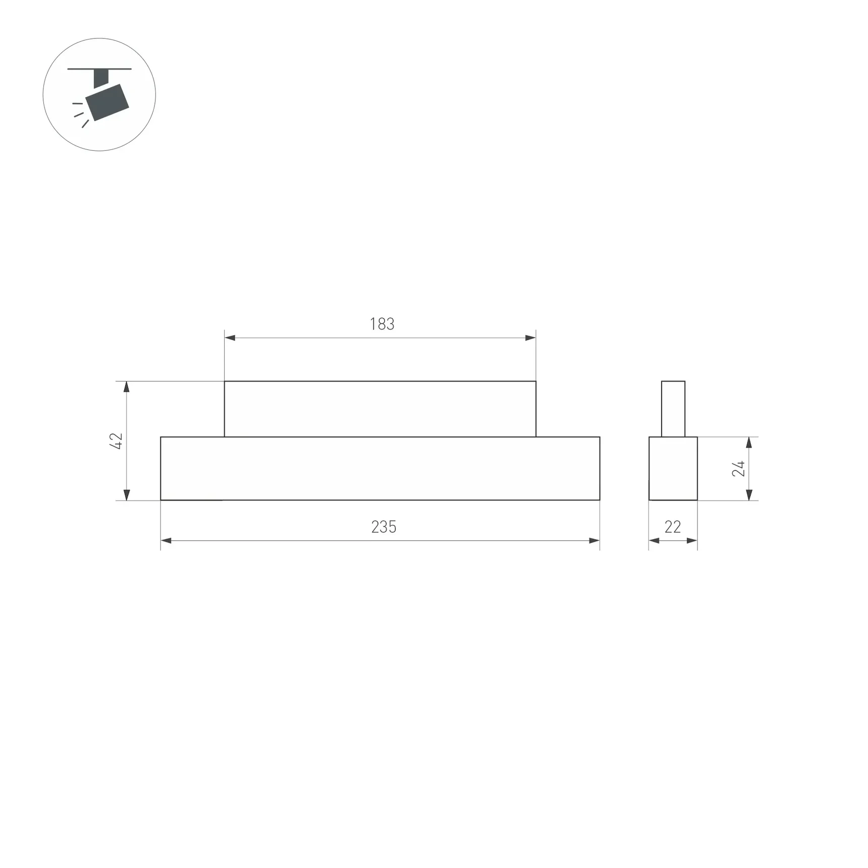 Светильник MAG-ORIENT-FLAT-L235-8W Day4000 (WH, 100 deg, 48V) (Arlight, IP20 Металл, 5 лет) 035832(1)
