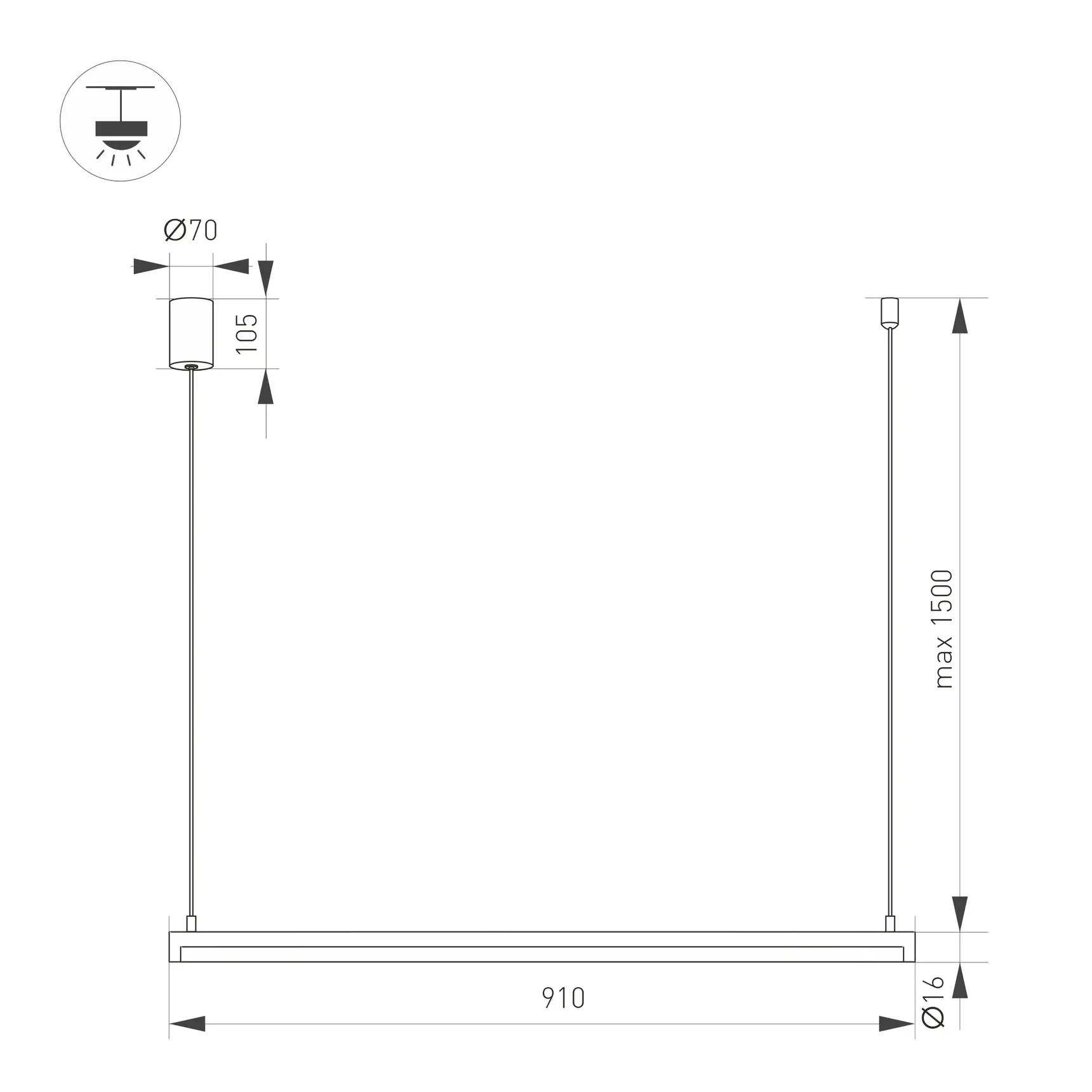 Светильник SP-UMBRA-HANG-H-L900-15W Day4000 (WH, 120 deg, 230V) (Arlight, IP20 Металл, 3 года) 036943(1)