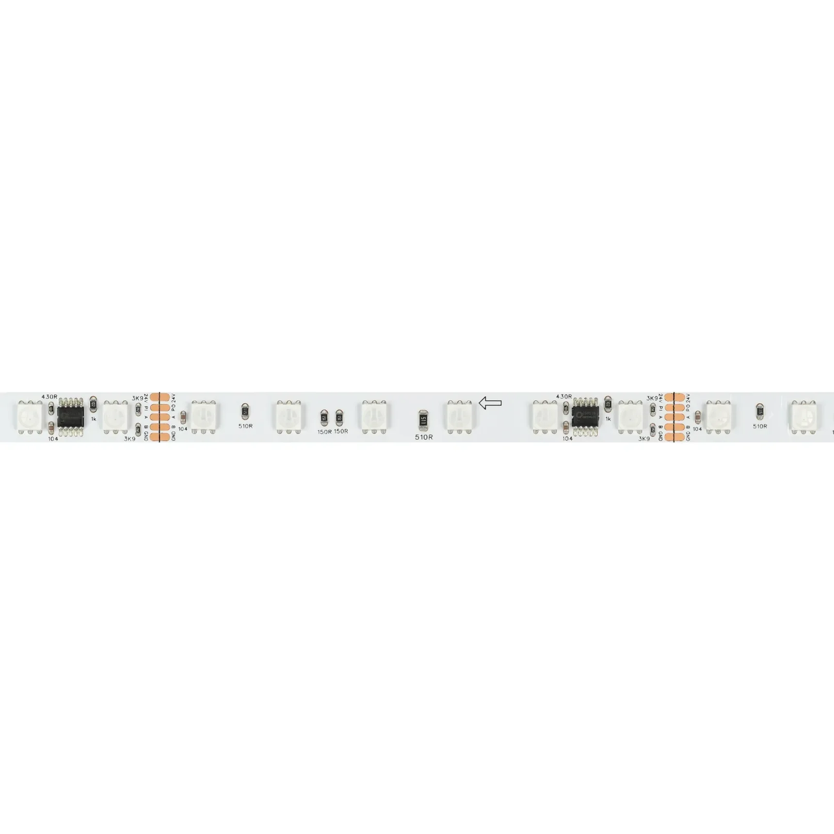 Светодиодная лента DMX-B60-10mm 24V RGB-PX6 (14 W/m, IP20, 5m) (Arlight, -) 039183(1)