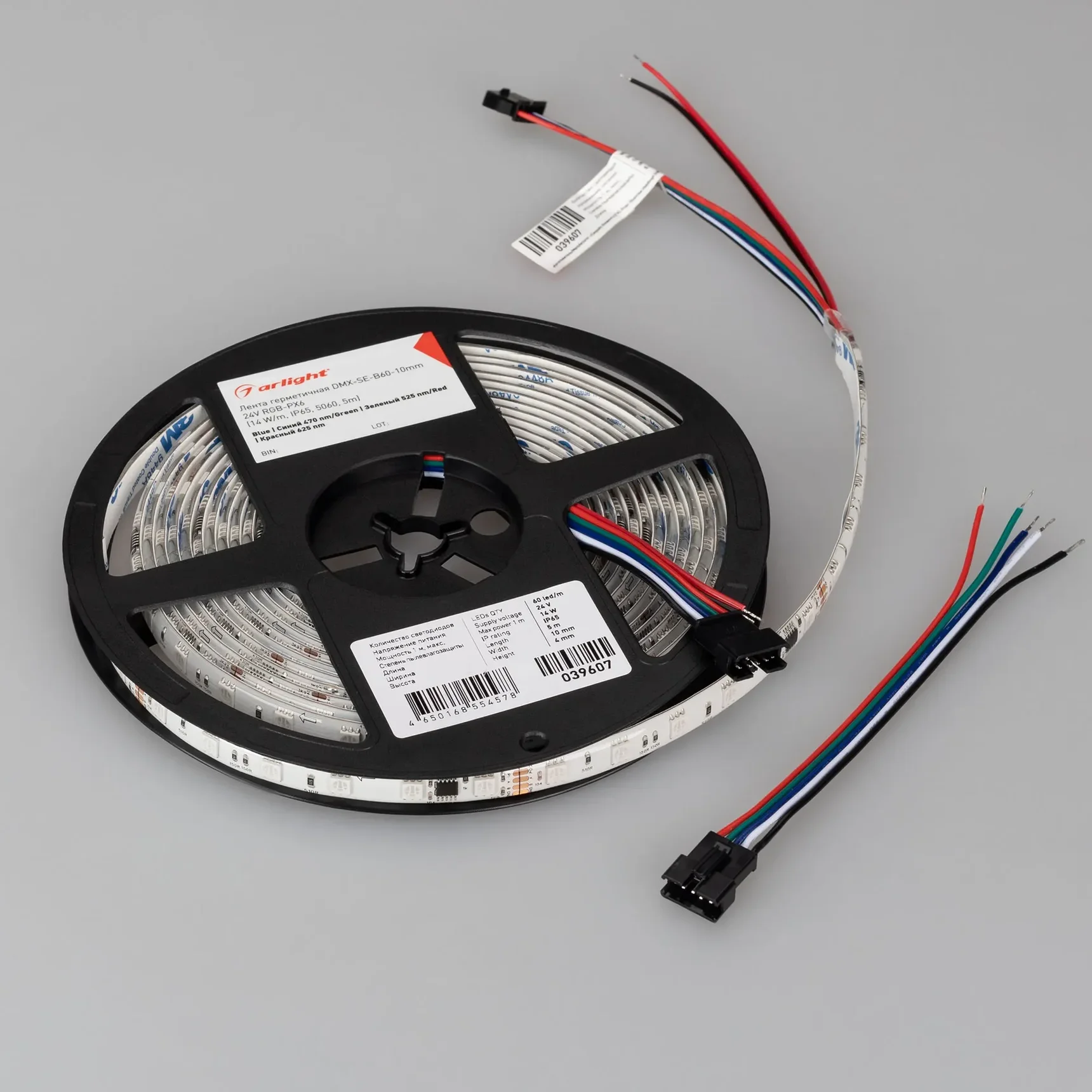 Светодиодная лента герметичная DMX-SE-B60-10mm 24V RGB-PX6 (14 W/m, IP65, 5m) (Arlight, -) 039607(1)