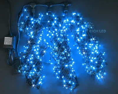 Светодиодный спайдер 600 LED, IP54, для улицы и помещения, провод черный, Свечение: мерцание, RL-S3*20F-B/B