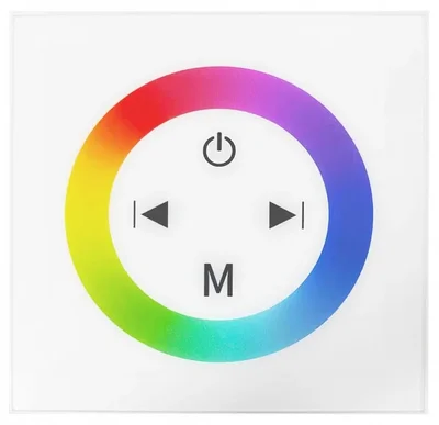 04-09 Контроллер RGB 12В, 144 Вт,встраиваемый с БЕЛОЙ многоцветной сенсорной панелью, 86*86*34 мм