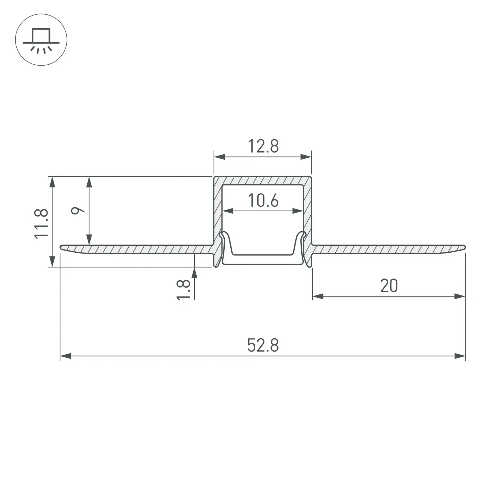 Профиль FANTOM-W12-2000 ANOD (Arlight, Алюминий) 040325 040325
