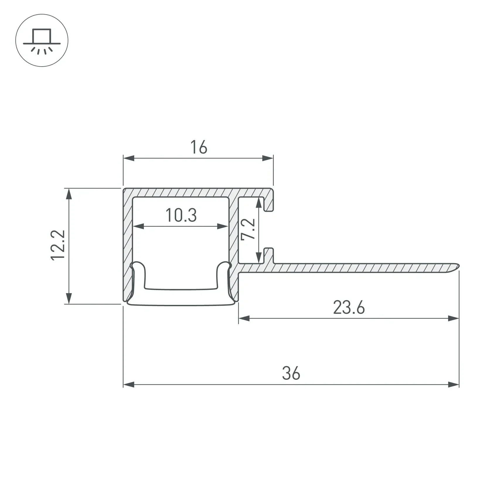 Профиль FANTOM-W12-EDGE-2000 ANOD (Arlight, Алюминий) 040329 040329