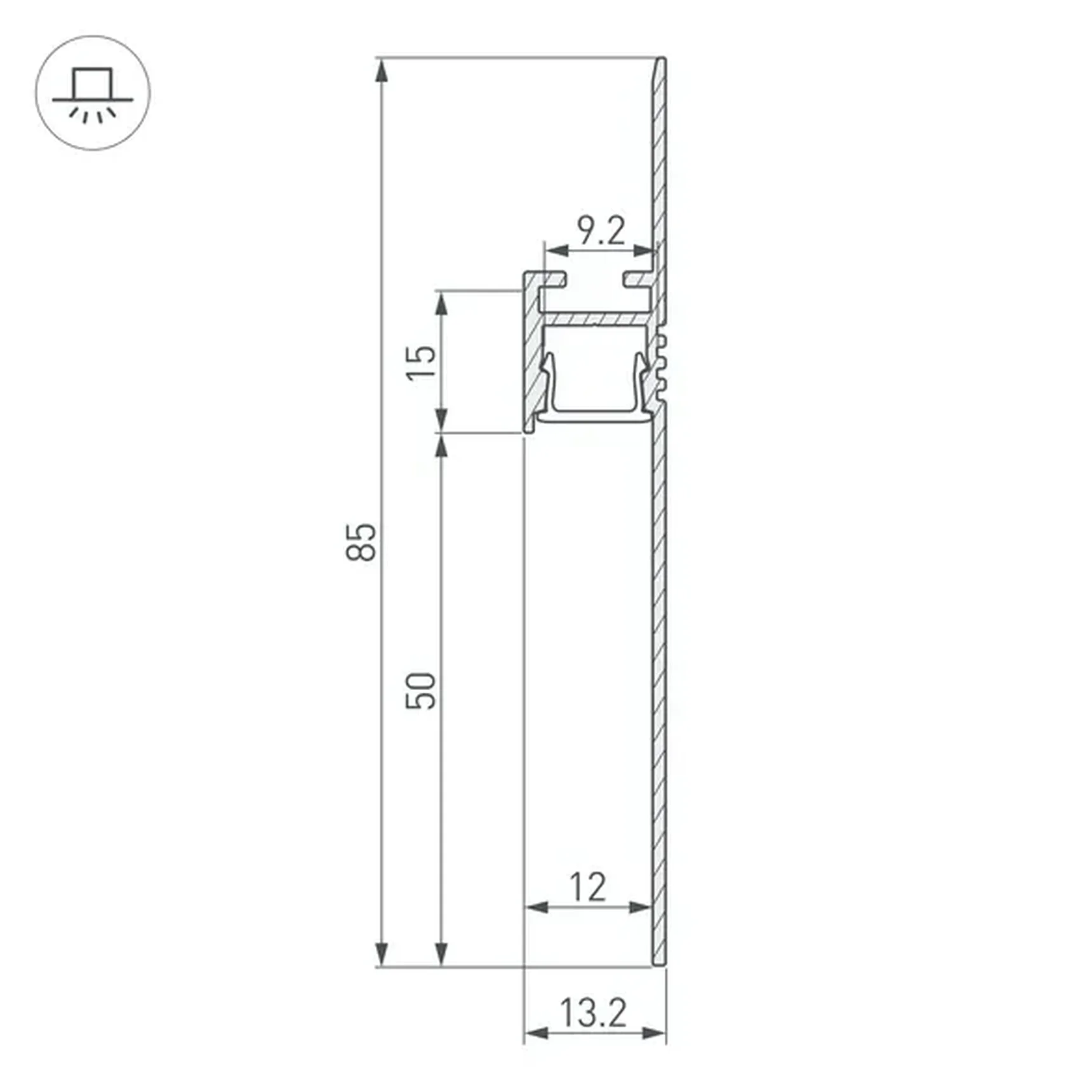 Профиль ARH-PLINTUS-50-FANTOM-3000 RAL7044 (Arlight, Алюминий) 041776