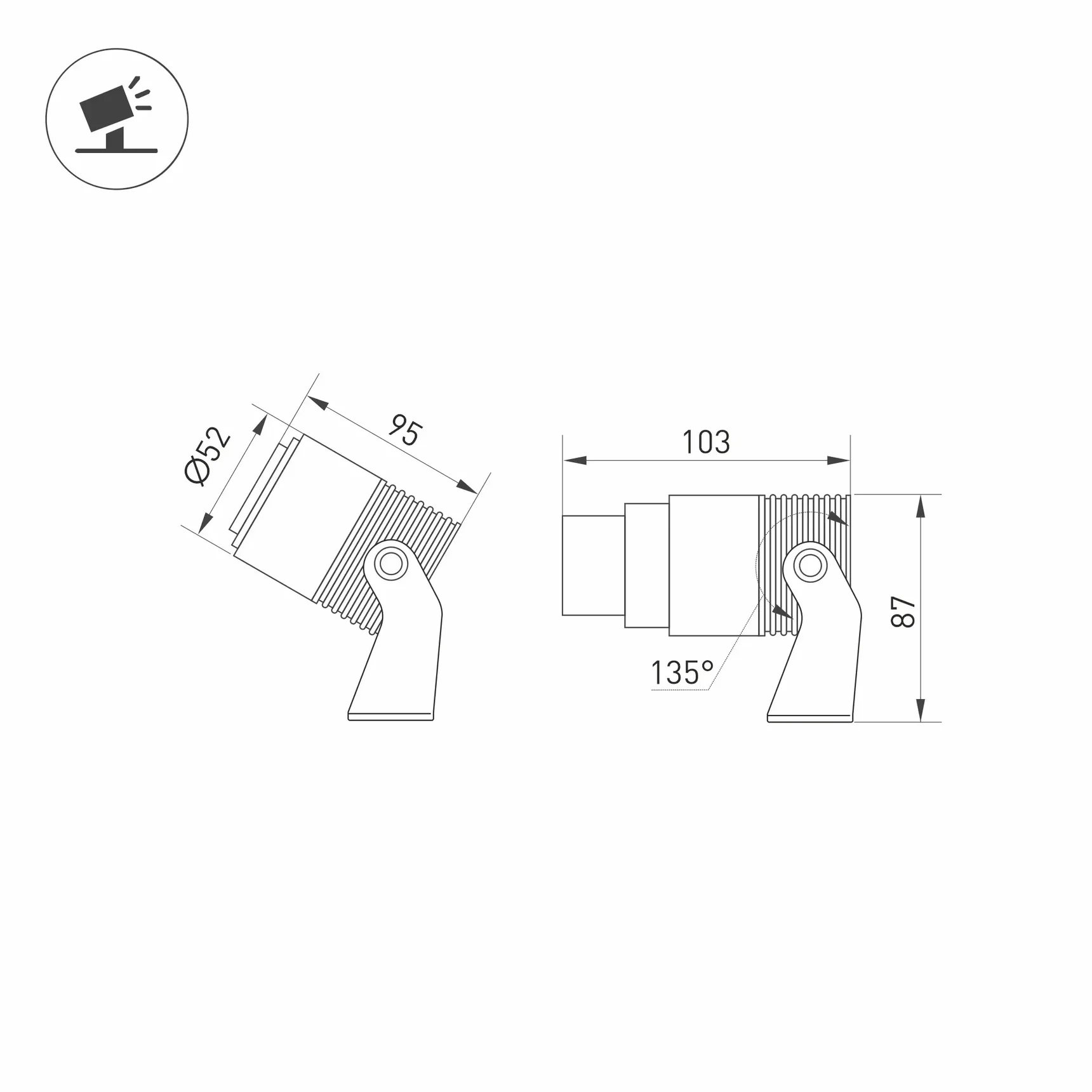 Светильник ALT-RAY-ZOOM-R52-8W Day4000 (WH, 10-40 deg, 230V) (Arlight, IP67 Металл, 3 года) 042677(1)