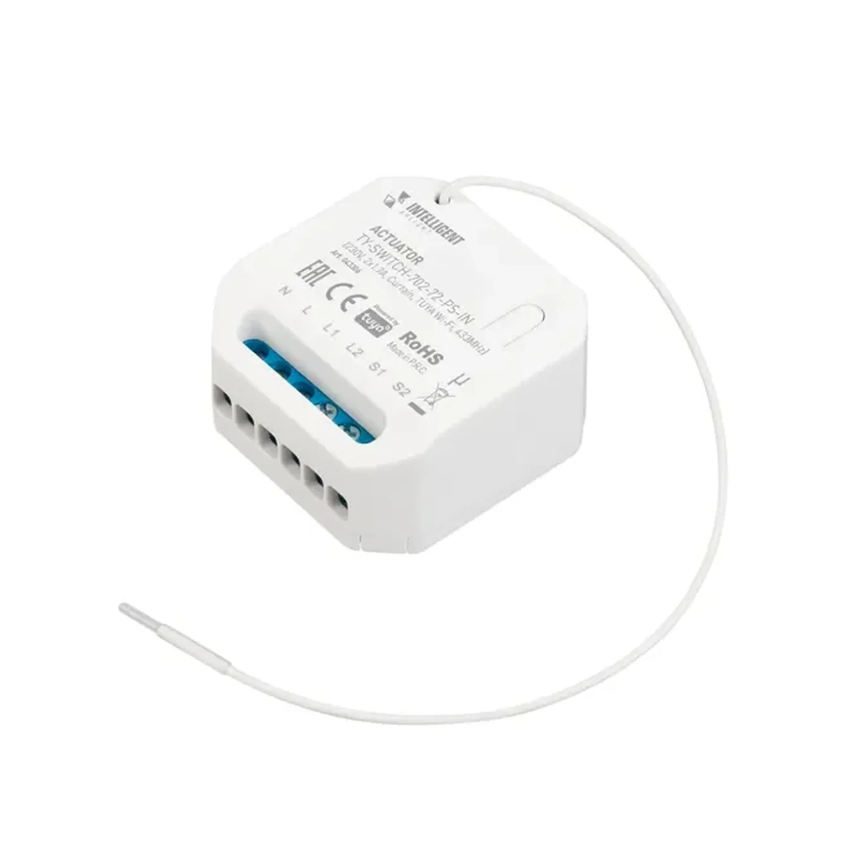 INTELLIGENT ARLIGHT Актуатор TY-SWITCH-702-72-PS-IN (230V, 2x1.7A, Curtain, TUYA Wi-Fi, 433MHz) (IARL, IP20 Пластик, 3 года) 043306