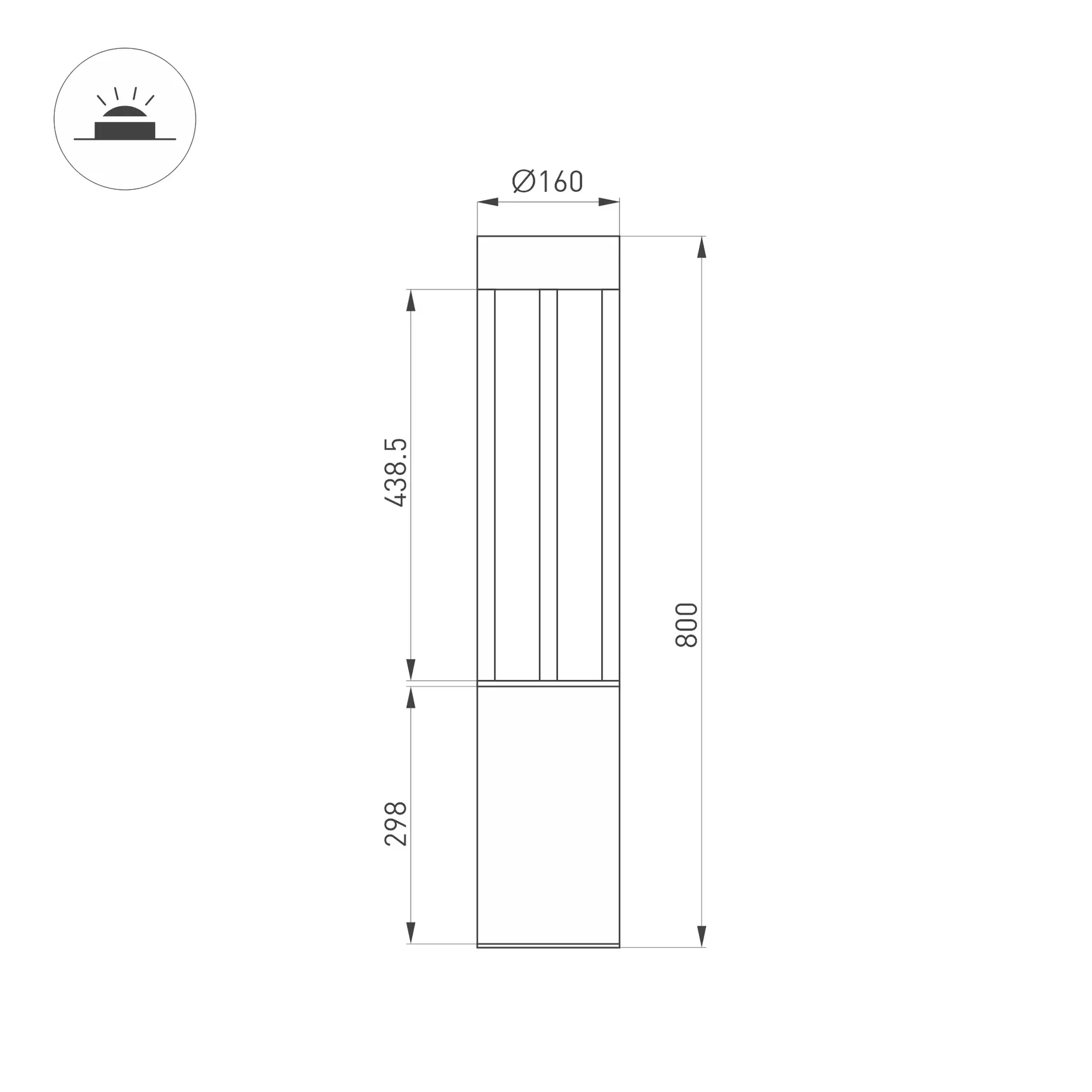Светильник LGD-CASTELLO-BOLL-H800-20W Warm3500-MIX (GR, 80 deg, 230V) (Arlight, IP65 Металл, 5 лет) 045537 045537