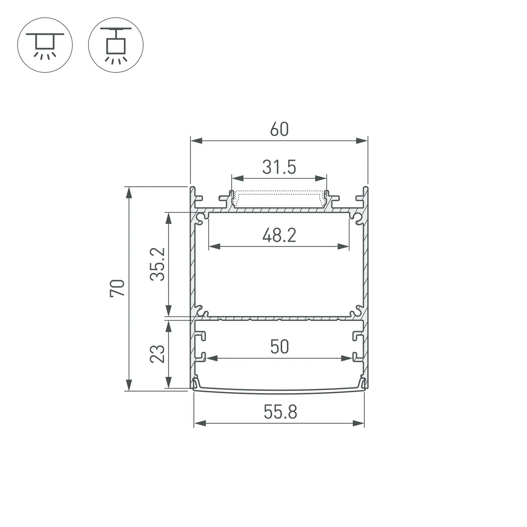 Профиль LINE-6070-2000 ANOD BLACK (Arlight, Алюминий) 046402 046402