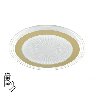 7738/80L MITRA LED SN Светильник металл/акрил/белый/золотой/прозрачный LED 80Вт 3000-6000К D480 IP20 пульт ДУ PROMISE