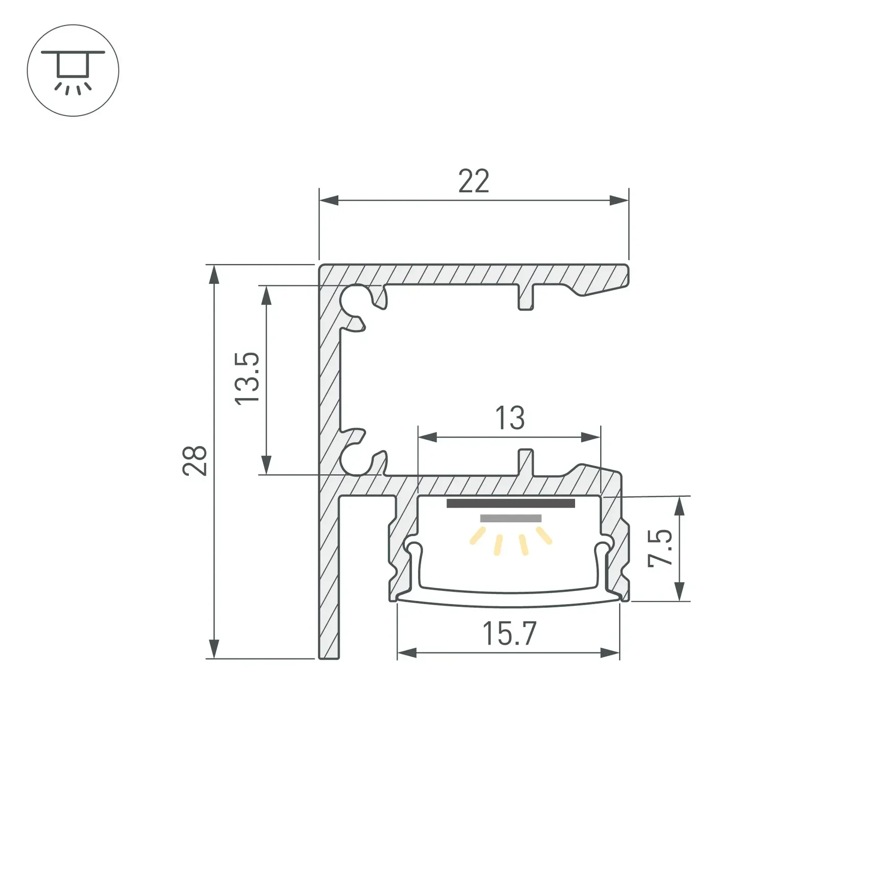 Профиль WALL-2228-2000 ANOD (Arlight, Алюминий) 050466 050466