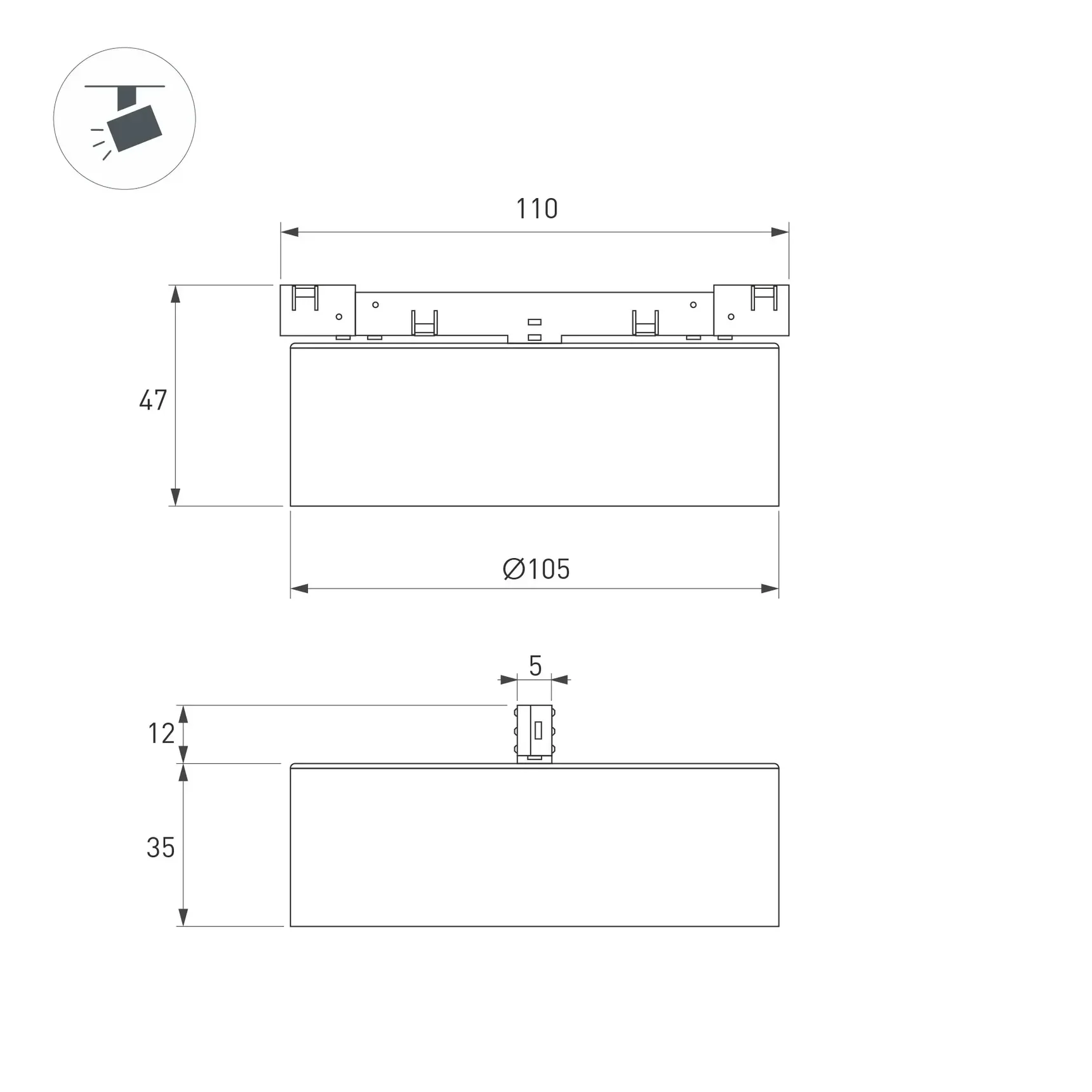 Светильник MAG-MICROCOSM-RONDO-R105-10W Day4000 (BK, 90 deg, 24V) (Arlight, IP20 Металл, 5 лет) 051753