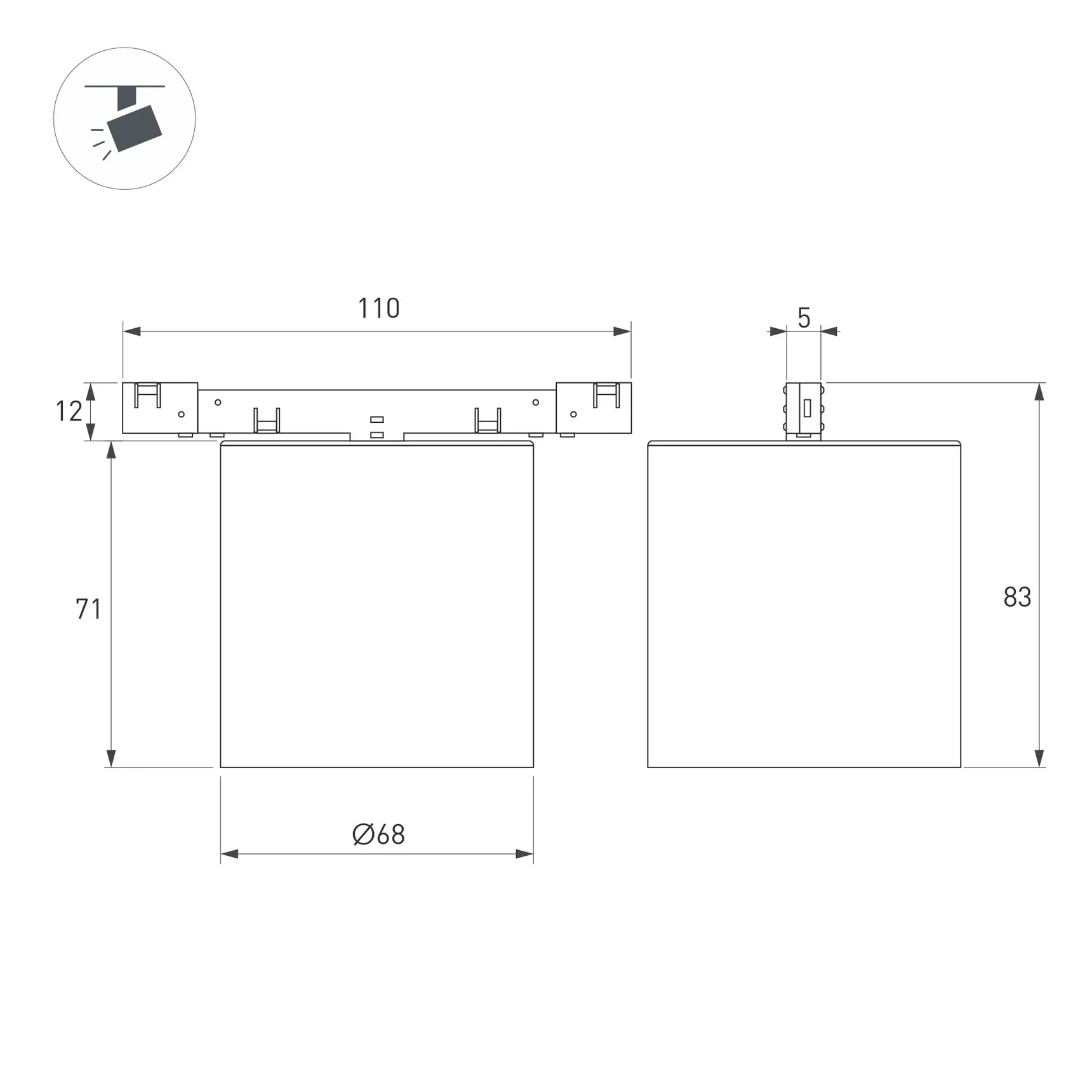 Светильник MAG-MICROCOSM-POINT-R68-7W Warm3000 (BK, 36 deg, 24V) (Arlight, IP20 Металл, 5 лет) 051759