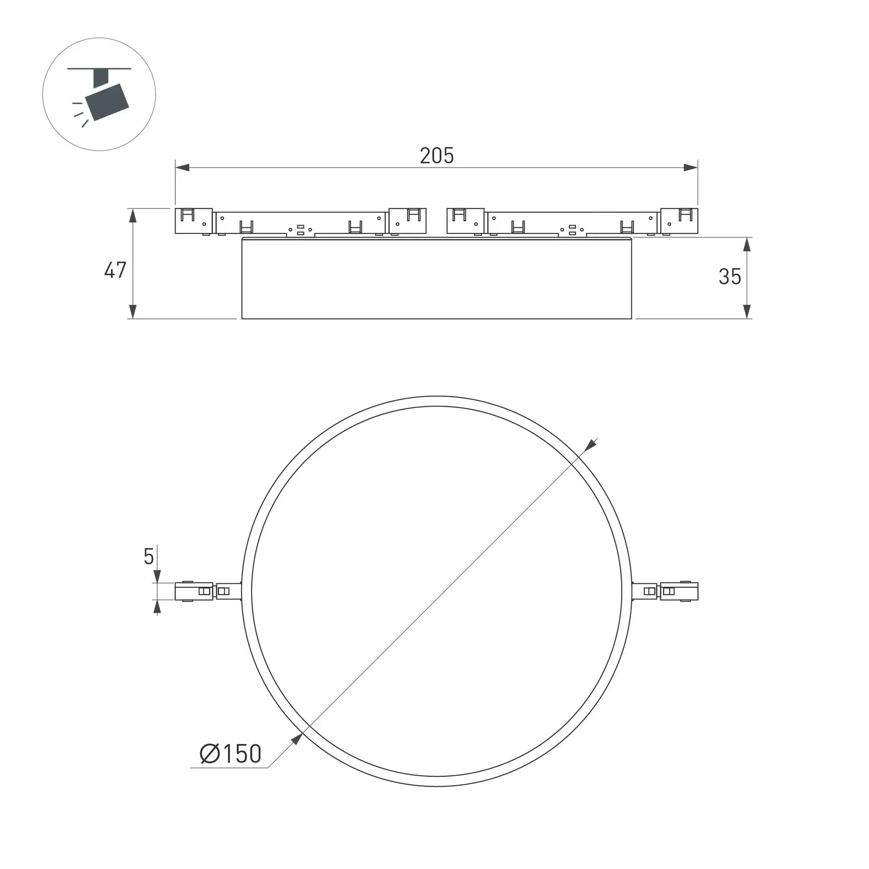 Светильник MAG-MICROCOSM-RONDO-R150-15W Warm3000 (BK, 90 deg, 24V) (Arlight, IP20 Металл, 5 лет) 051777
