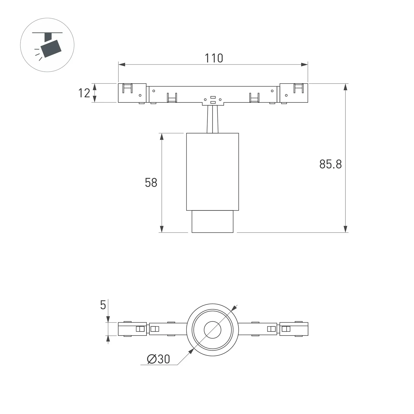 Светильник MAG-MICROCOSM-SPOT-ZOOM-R30-2W Day4000 (WH, 15-45 deg, 24V) (Arlight, IP20 Металл, 5 лет) 051803