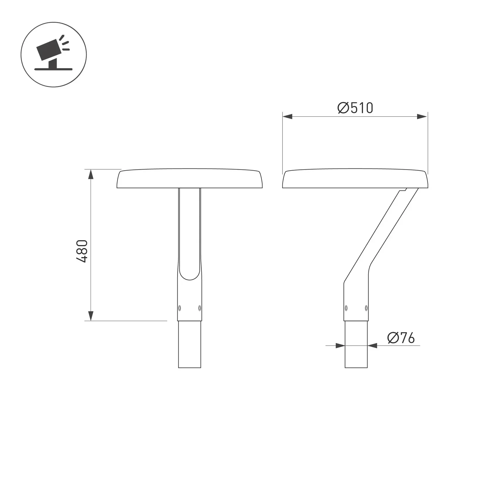 Светильник ALT-DEKKEL-50W Warm3000 (BK, 145x40 deg, 230V) (Arlight, IP65 Металл, 5 лет) 051858 051858