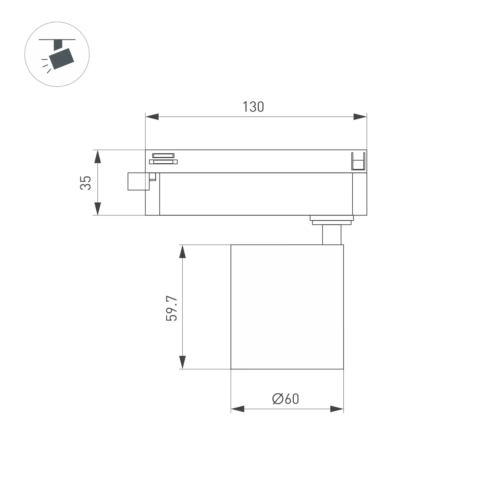 Светильник LGD-DYKE-2TR-R60-8W Warm3000 (BK, 38 deg, 230V) (Arlight, IP20 Металл, 5 лет) 052260