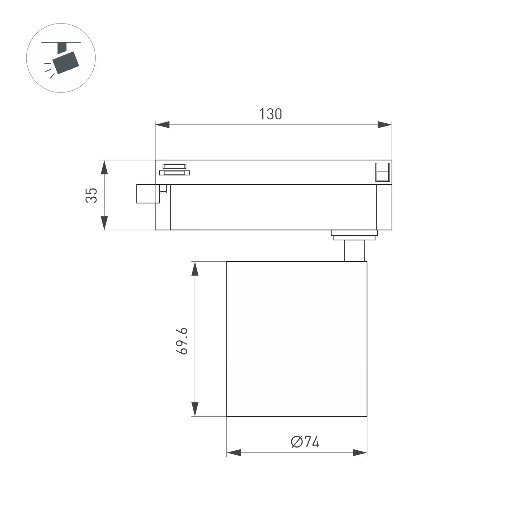 Светильник LGD-DYKE-2TR-R75-16W Warm3000 (BK, 38 deg, 230V) (Arlight, IP20 Металл, 5 лет) 052268