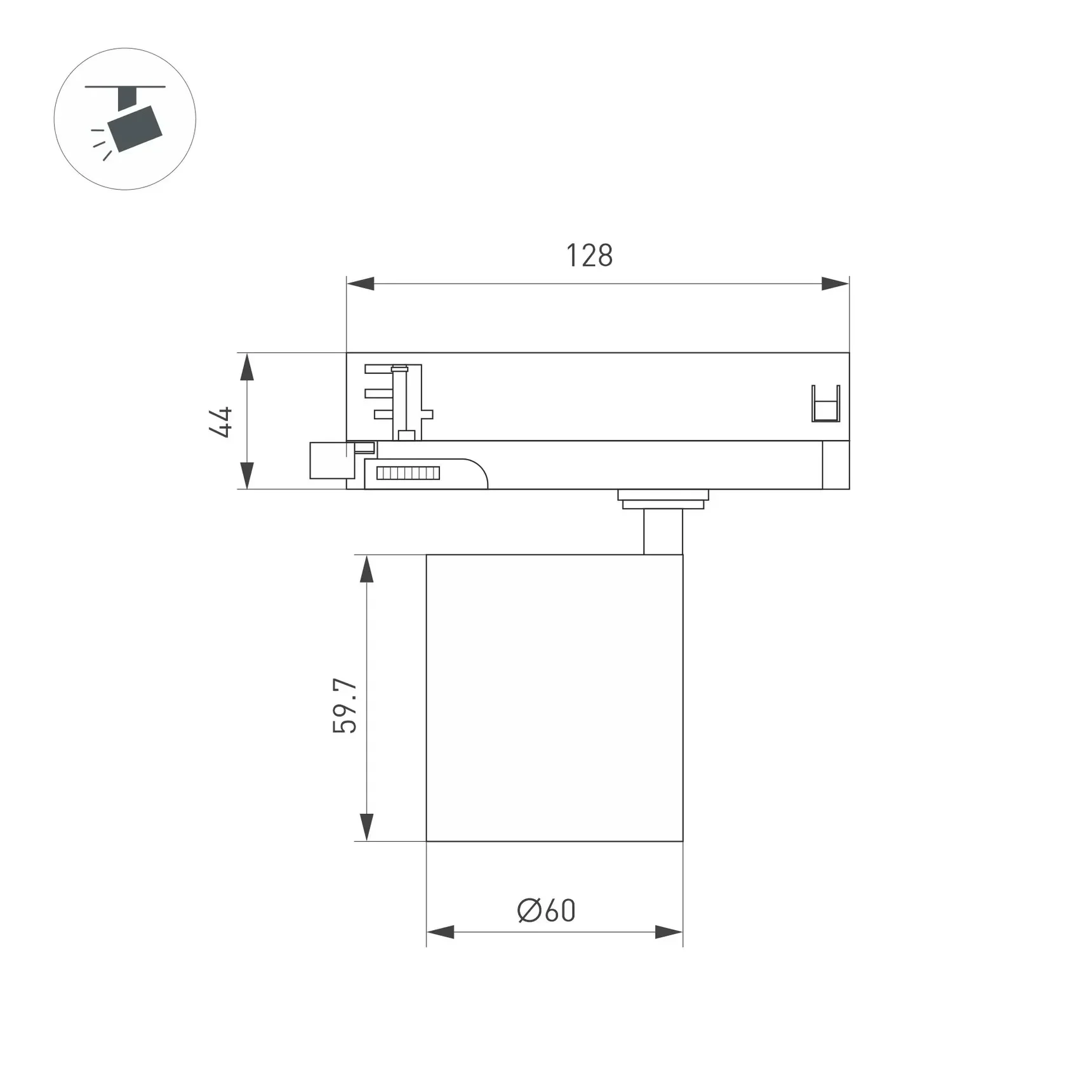 Светильник LGD-DYKE-4TR-R60-8W Warm3000 (WH, 50 deg, 230V) (Arlight, IP20 Металл, 5 лет) 052273