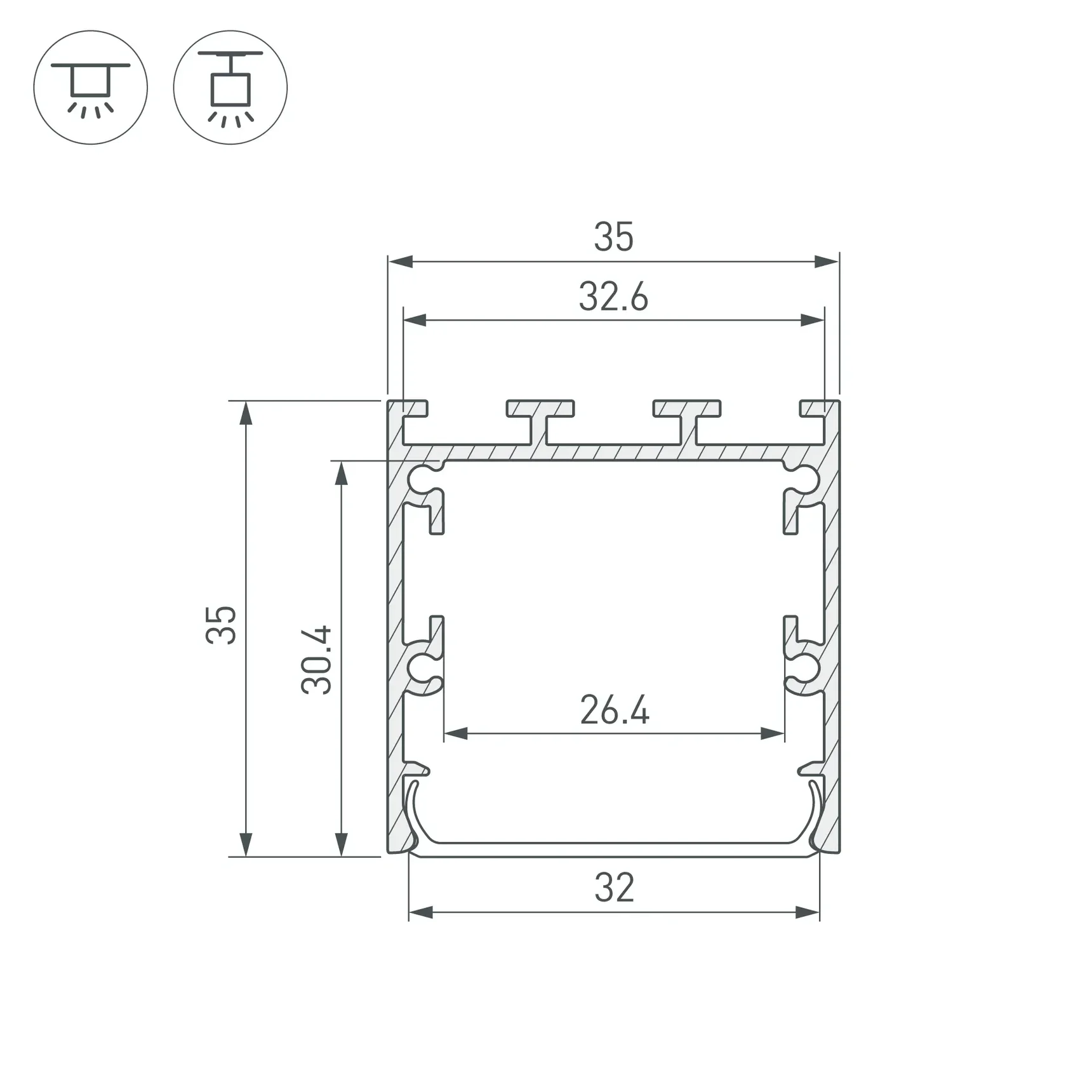 Профиль LINE-M-3535-2000 BLACK (Arlight, Алюминий) 053401 053401