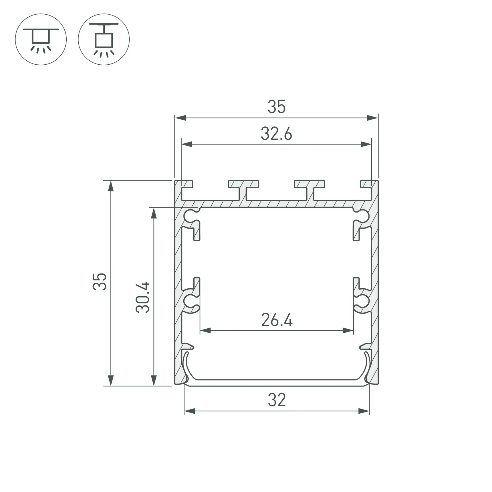 Профиль LINE-M-3535-3000 BLACK (Arlight, Алюминий) 053402 053402
